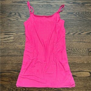 Pink Spaghetti Strap Dress with Rhinestones